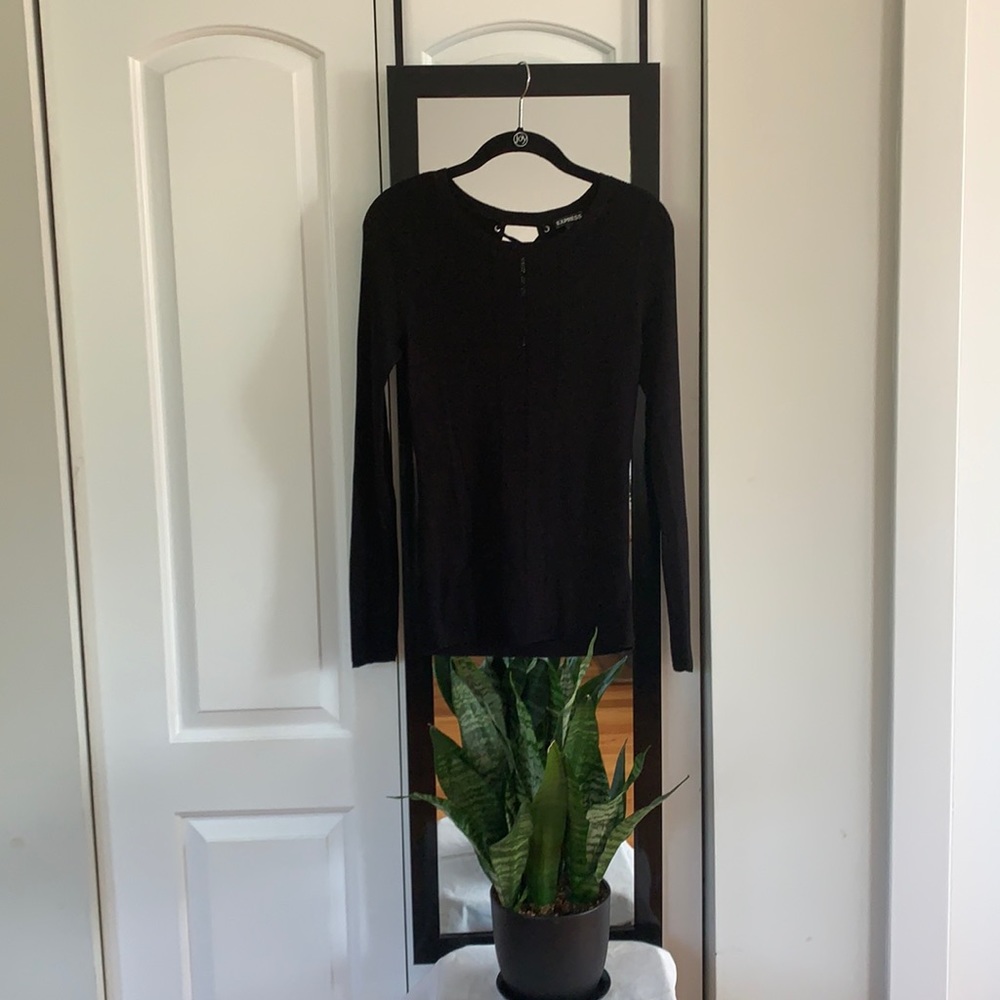 Express Black Laced-Up Sweater